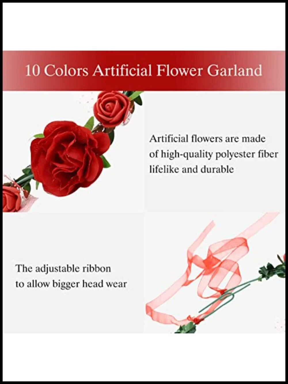 Handmade Flower Crown Headbands for Women Wedding Hawaiian Party 10 Pack